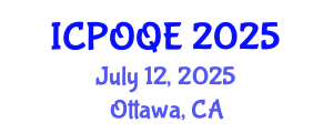 International Conference on Photonics, Optoelectronics and Quantum Electronics (ICPOQE) July 12, 2025 - Ottawa, Canada