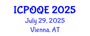 International Conference on Photonics, Optoelectronics and Quantum Electronics (ICPOQE) July 29, 2025 - Vienna, Austria