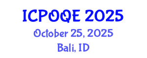 International Conference on Photonics, Optoelectronics and Quantum Electronics (ICPOQE) October 25, 2025 - Bali, Indonesia
