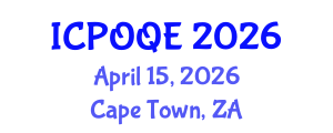 International Conference on Photonics, Optoelectronics and Quantum Electronics (ICPOQE) April 15, 2026 - Cape Town, South Africa