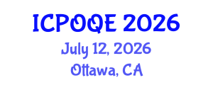 International Conference on Photonics, Optoelectronics and Quantum Electronics (ICPOQE) July 12, 2026 - Ottawa, Canada