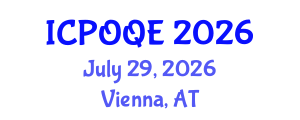 International Conference on Photonics, Optoelectronics and Quantum Electronics (ICPOQE) July 29, 2026 - Vienna, Austria