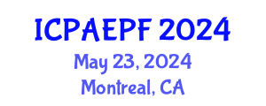 International Conference on Physical Activity, Exercise and Physical Fitness (ICPAEPF) May 23, 2024 - Montreal, Canada