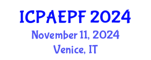 International Conference on Physical Activity, Exercise and Physical Fitness (ICPAEPF) November 11, 2024 - Venice, Italy