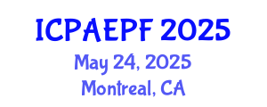 International Conference on Physical Activity, Exercise and Physical Fitness (ICPAEPF) May 24, 2025 - Montreal, Canada