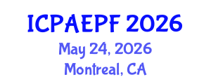 International Conference on Physical Activity, Exercise and Physical Fitness (ICPAEPF) May 24, 2026 - Montreal, Canada