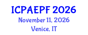 International Conference on Physical Activity, Exercise and Physical Fitness (ICPAEPF) November 11, 2026 - Venice, Italy