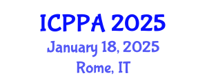 International Conference on Plasma Physics and Applications (ICPPA) January 18, 2025 - Rome, Italy