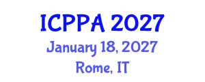 International Conference on Plasma Physics and Applications (ICPPA) January 18, 2027 - Rome, Italy International Conference on Plasma Physics and Applications (ICPPA) January 18, 2027 - Rome, Italy