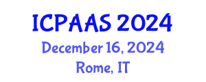 International Conference on Political and Administrative Sciences (ICPAAS) December 16, 2024 - Rome, Italy