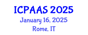 International Conference on Political and Administrative Sciences (ICPAAS) January 16, 2025 - Rome, Italy