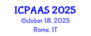 International Conference on Political and Administrative Sciences (ICPAAS) October 18, 2025 - Rome, Italy