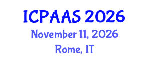 International Conference on Political and Administrative Sciences (ICPAAS) November 11, 2026 - Rome, Italy International Conference on Political and Administrative Sciences (ICPAAS) November 11, 2026 - Rome, Italy