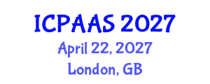 International Conference on Political and Administrative Sciences (ICPAAS) April 22, 2027 - London, United Kingdom International Conference on Political and Administrative Sciences (ICPAAS) April 22, 2027 - London, United Kingdom