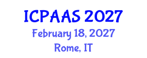 International Conference on Political and Administrative Sciences (ICPAAS) February 18, 2027 - Rome, Italy International Conference on Political and Administrative Sciences (ICPAAS) February 18, 2027 - Rome, Italy