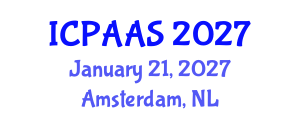 International Conference on Political and Administrative Sciences (ICPAAS) January 21, 2027 - Amsterdam, Netherlands International Conference on Political and Administrative Sciences (ICPAAS) January 21, 2027 - Amsterdam, Netherlands
