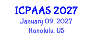 International Conference on Political and Administrative Sciences (ICPAAS) January 09, 2027 - Honolulu, United States