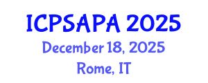 International Conference on Political Sciences and Policy Analysis (ICPSAPA) December 18, 2025 - Rome, Italy