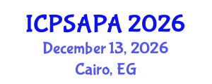 International Conference on Political Sciences and Policy Analysis (ICPSAPA) December 13, 2026 - Cairo, Egypt International Conference on Political Sciences and Policy Analysis (ICPSAPA) December 13, 2026 - Cairo, Egypt