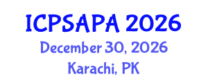 International Conference on Political Sciences and Policy Analysis (ICPSAPA) December 30, 2026 - Karachi, Pakistan International Conference on Political Sciences and Policy Analysis (ICPSAPA) December 30, 2026 - Karachi, Pakistan