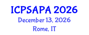International Conference on Political Sciences and Policy Analysis (ICPSAPA) December 13, 2026 - Rome, Italy International Conference on Political Sciences and Policy Analysis (ICPSAPA) December 13, 2026 - Rome, Italy