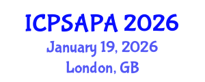 International Conference on Political Sciences and Policy Analysis (ICPSAPA) January 19, 2026 - London, United Kingdom International Conference on Political Sciences and Policy Analysis (ICPSAPA) January 19, 2026 - London, United Kingdom