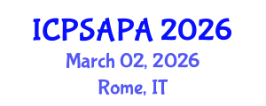 International Conference on Political Sciences and Policy Analysis (ICPSAPA) March 02, 2026 - Rome, Italy International Conference on Political Sciences and Policy Analysis (ICPSAPA) March 02, 2026 - Rome, Italy