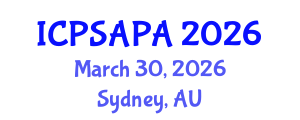 International Conference on Political Sciences and Policy Analysis (ICPSAPA) March 30, 2026 - Sydney, Australia International Conference on Political Sciences and Policy Analysis (ICPSAPA) March 30, 2026 - Sydney, Australia