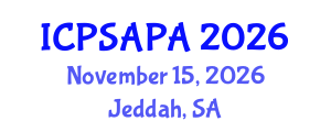 International Conference on Political Sciences and Policy Analysis (ICPSAPA) November 15, 2026 - Jeddah, Saudi Arabia International Conference on Political Sciences and Policy Analysis (ICPSAPA) November 15, 2026 - Jeddah, Saudi Arabia