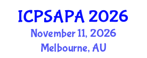 International Conference on Political Sciences and Policy Analysis (ICPSAPA) November 11, 2026 - Melbourne, Australia International Conference on Political Sciences and Policy Analysis (ICPSAPA) November 11, 2026 - Melbourne, Australia