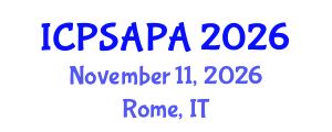 International Conference on Political Sciences and Policy Analysis (ICPSAPA) November 11, 2026 - Rome, Italy International Conference on Political Sciences and Policy Analysis (ICPSAPA) November 11, 2026 - Rome, Italy