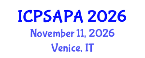 International Conference on Political Sciences and Policy Analysis (ICPSAPA) November 11, 2026 - Venice, Italy International Conference on Political Sciences and Policy Analysis (ICPSAPA) November 11, 2026 - Venice, Italy