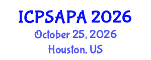 International Conference on Political Sciences and Policy Analysis (ICPSAPA) October 25, 2026 - Houston, United States International Conference on Political Sciences and Policy Analysis (ICPSAPA) October 25, 2026 - Houston, United States