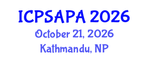International Conference on Political Sciences and Policy Analysis (ICPSAPA) October 21, 2026 - Kathmandu, Nepal International Conference on Political Sciences and Policy Analysis (ICPSAPA) October 21, 2026 - Kathmandu, Nepal