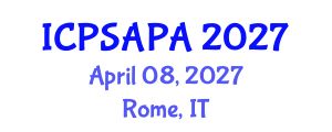 International Conference on Political Sciences and Policy Analysis (ICPSAPA) April 08, 2027 - Rome, Italy International Conference on Political Sciences and Policy Analysis (ICPSAPA) April 08, 2027 - Rome, Italy