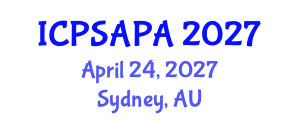International Conference on Political Sciences and Policy Analysis (ICPSAPA) April 24, 2027 - Sydney, Australia International Conference on Political Sciences and Policy Analysis (ICPSAPA) April 24, 2027 - Sydney, Australia
