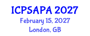 International Conference on Political Sciences and Policy Analysis (ICPSAPA) February 15, 2027 - London, United Kingdom International Conference on Political Sciences and Policy Analysis (ICPSAPA) February 15, 2027 - London, United Kingdom