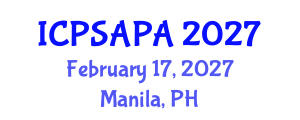 International Conference on Political Sciences and Policy Analysis (ICPSAPA) February 17, 2027 - Manila, Philippines International Conference on Political Sciences and Policy Analysis (ICPSAPA) February 17, 2027 - Manila, Philippines