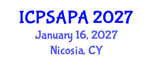 International Conference on Political Sciences and Policy Analysis (ICPSAPA) January 16, 2027 - Nicosia, Cyprus International Conference on Political Sciences and Policy Analysis (ICPSAPA) January 16, 2027 - Nicosia, Cyprus