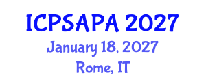 International Conference on Political Sciences and Policy Analysis (ICPSAPA) January 18, 2027 - Rome, Italy International Conference on Political Sciences and Policy Analysis (ICPSAPA) January 18, 2027 - Rome, Italy