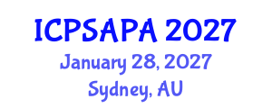 International Conference on Political Sciences and Policy Analysis (ICPSAPA) January 28, 2027 - Sydney, Australia International Conference on Political Sciences and Policy Analysis (ICPSAPA) January 28, 2027 - Sydney, Australia