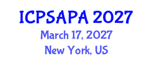 International Conference on Political Sciences and Policy Analysis (ICPSAPA) March 17, 2027 - New York, United States International Conference on Political Sciences and Policy Analysis (ICPSAPA) March 17, 2027 - New York, United States