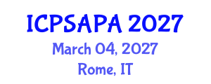 International Conference on Political Sciences and Policy Analysis (ICPSAPA) March 04, 2027 - Rome, Italy International Conference on Political Sciences and Policy Analysis (ICPSAPA) March 04, 2027 - Rome, Italy