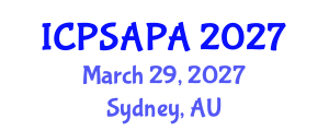 International Conference on Political Sciences and Policy Analysis (ICPSAPA) March 29, 2027 - Sydney, Australia International Conference on Political Sciences and Policy Analysis (ICPSAPA) March 29, 2027 - Sydney, Australia