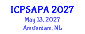 International Conference on Political Sciences and Policy Analysis (ICPSAPA) May 13, 2027 - Amsterdam, Netherlands International Conference on Political Sciences and Policy Analysis (ICPSAPA) May 13, 2027 - Amsterdam, Netherlands