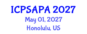 International Conference on Political Sciences and Policy Analysis (ICPSAPA) May 01, 2027 - Honolulu, United States International Conference on Political Sciences and Policy Analysis (ICPSAPA) May 01, 2027 - Honolulu, United States