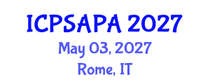 International Conference on Political Sciences and Policy Analysis (ICPSAPA) May 03, 2027 - Rome, Italy International Conference on Political Sciences and Policy Analysis (ICPSAPA) May 03, 2027 - Rome, Italy