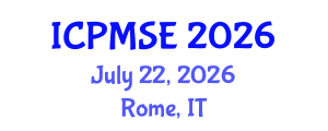 International Conference on Polymer Materials Science and Engineering (ICPMSE) July 22, 2026 - Rome, Italy