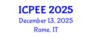 International Conference on Power and Energy Engineering (ICPEE) December 13, 2025 - Rome, Italy
