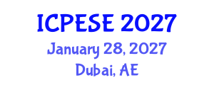 International Conference on Power and Energy Systems Engineering (ICPESE) January 28, 2027 - Dubai, United Arab Emirates International Conference on Power and Energy Systems Engineering (ICPESE) January 28, 2027 - Dubai, United Arab Emirates